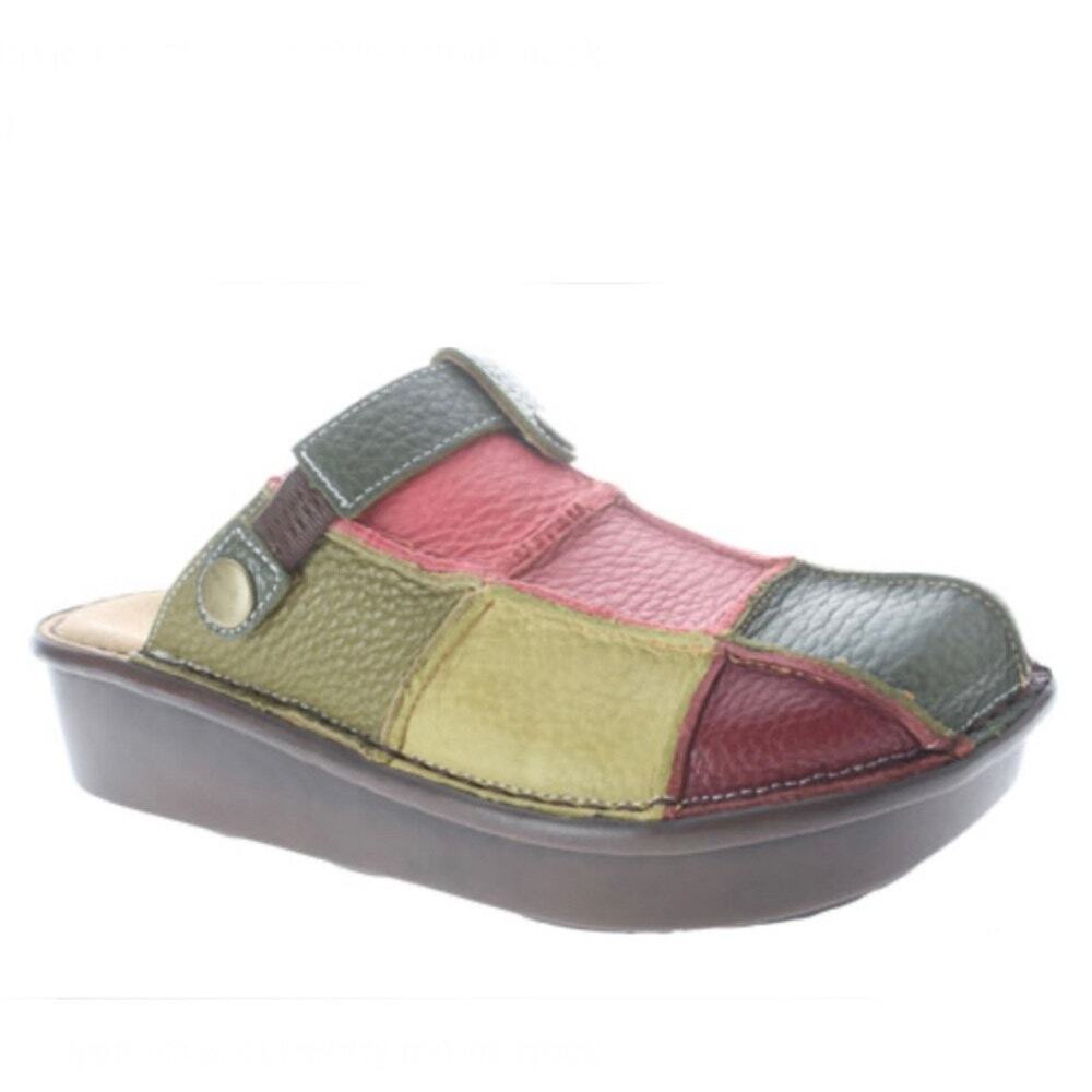 Spring Step Checkers Checkers Leather Patchwork Mules EU Size 42